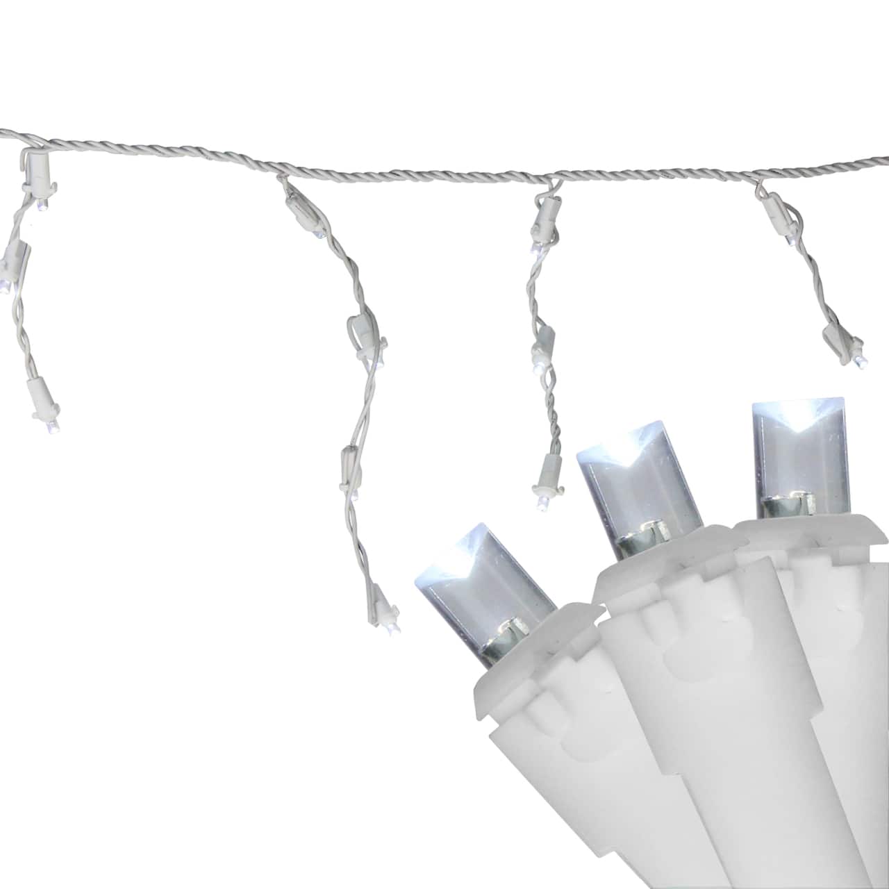 100ct. LED Wide Angle Icicle Christmas Lights With White Wire